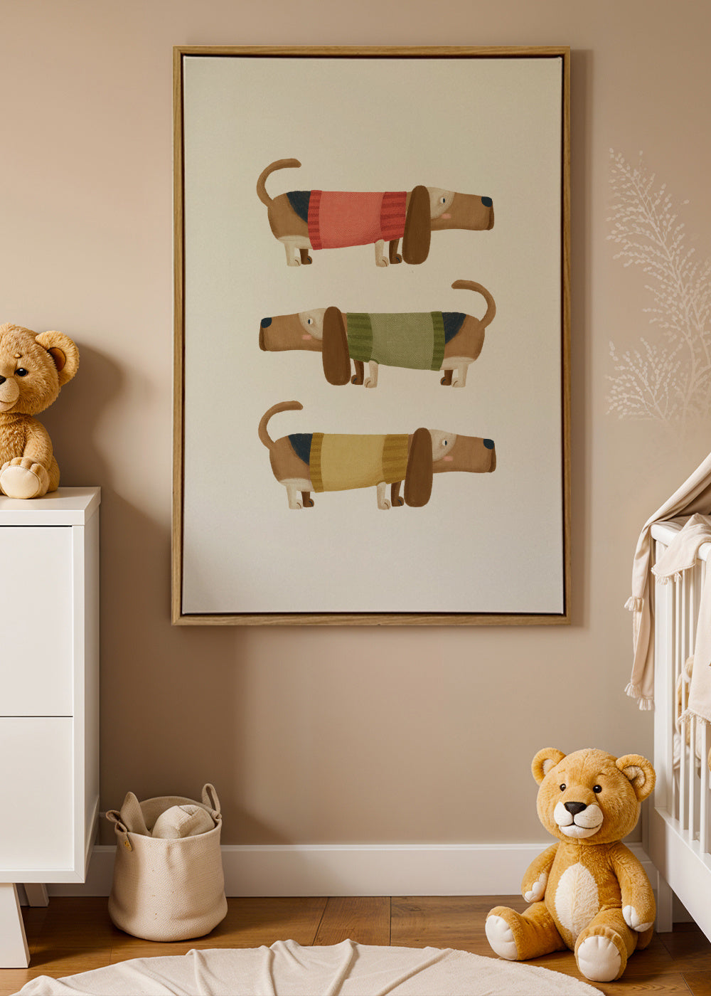 Basset Hound - Framed canvas in an interior
