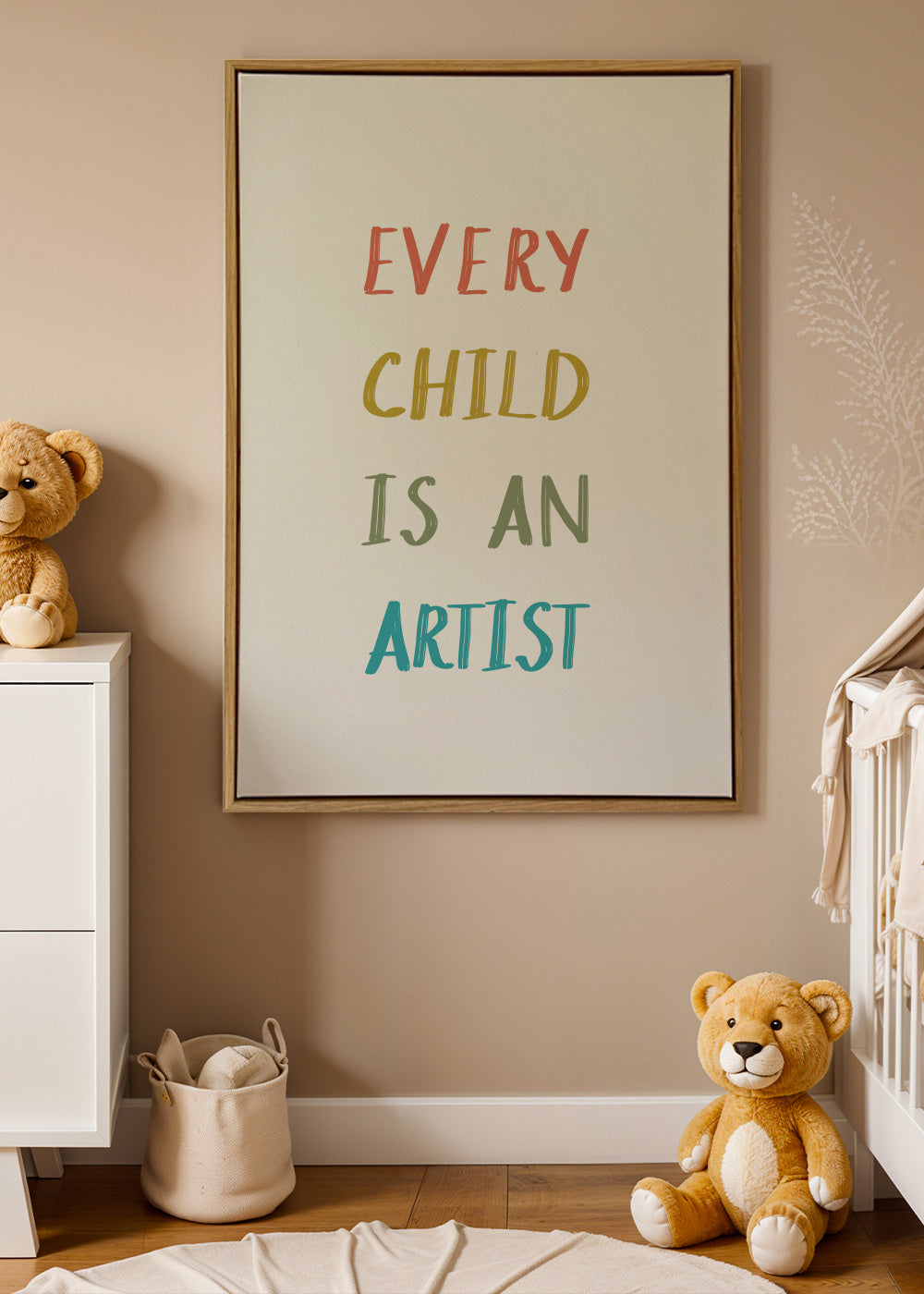 Every child is an artist Quote - Framed canvas in an interior