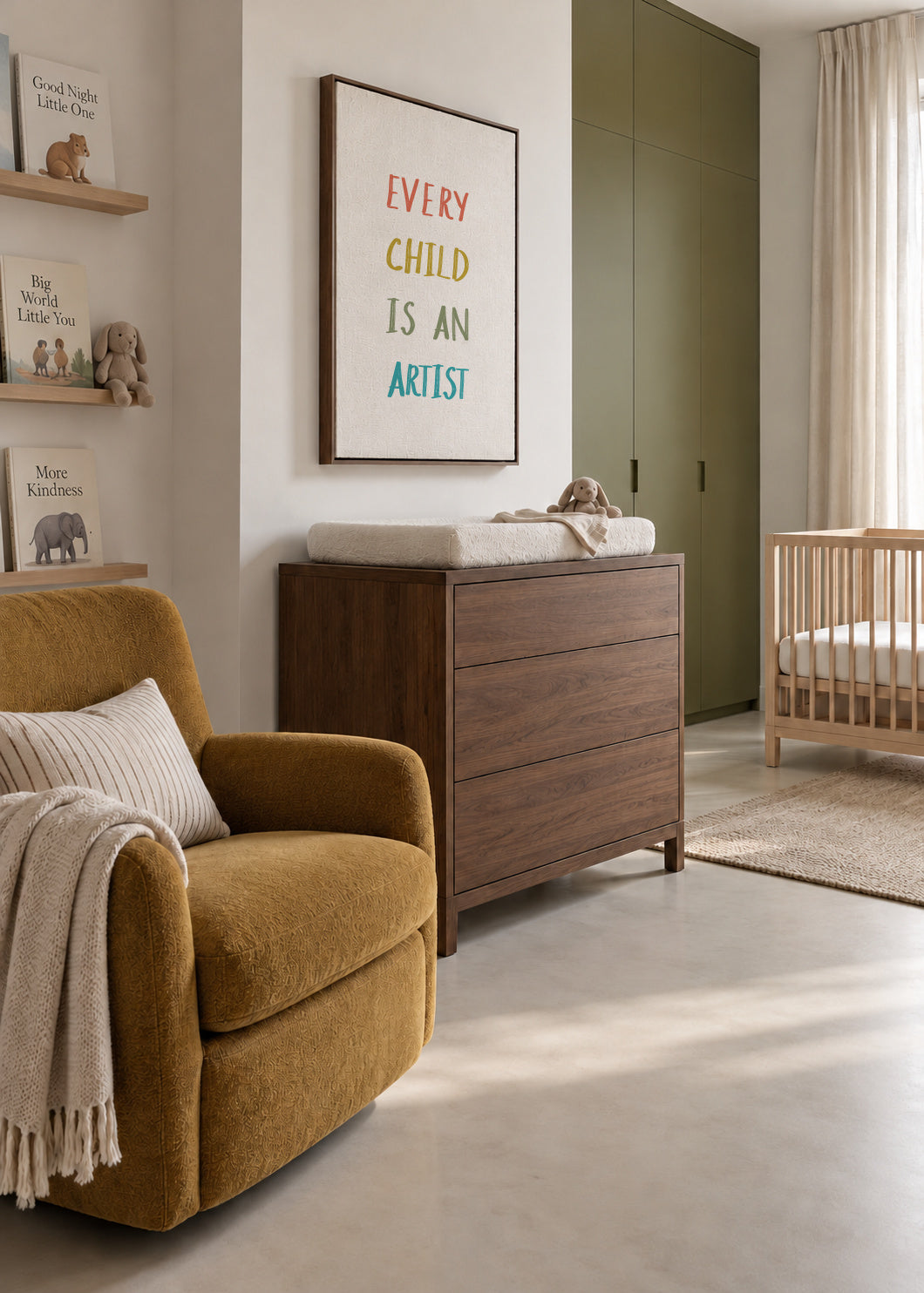 Every child is an artist Quote - Framed canvas in an interior