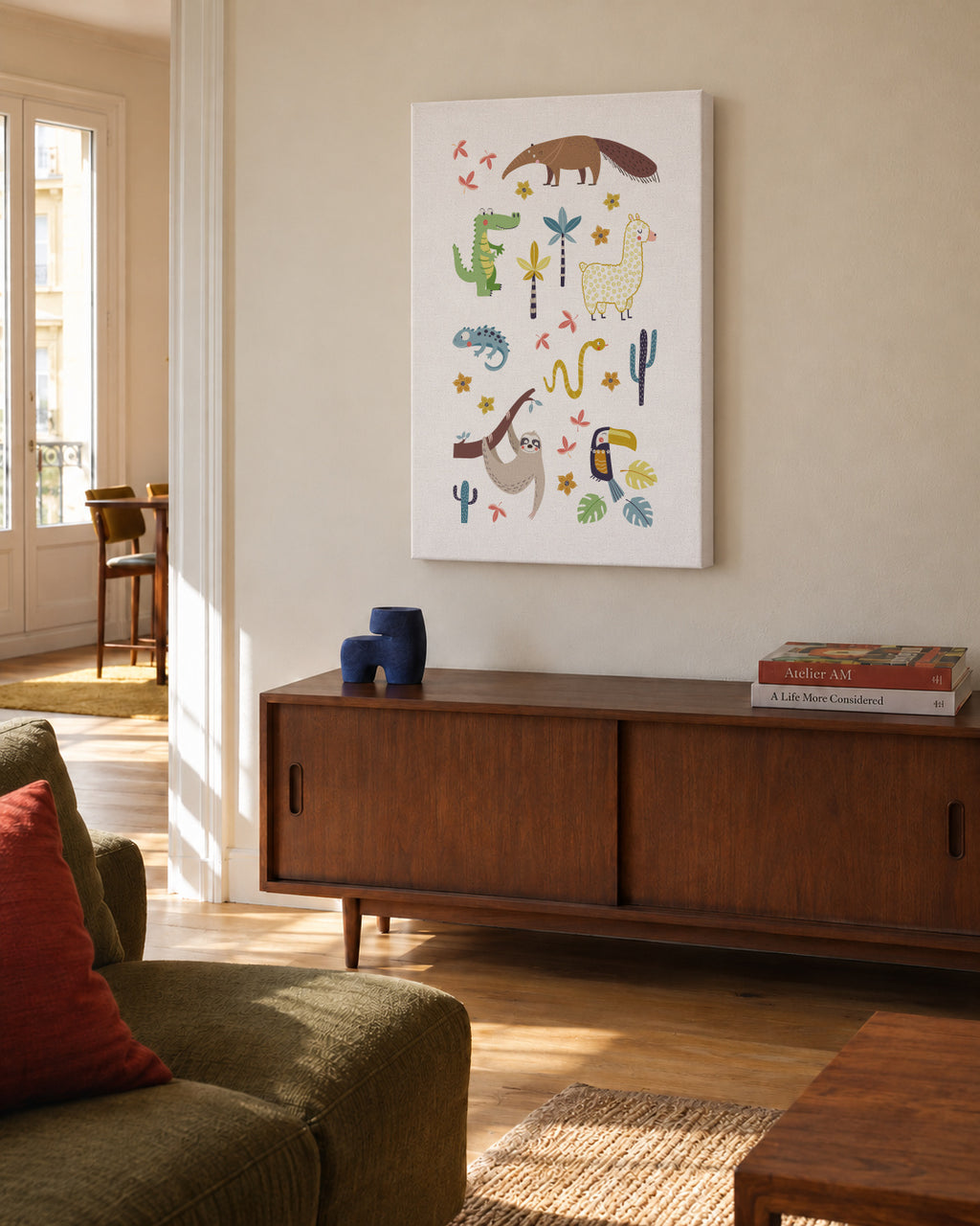 Southamerican animals - Unframed canvas in an interior