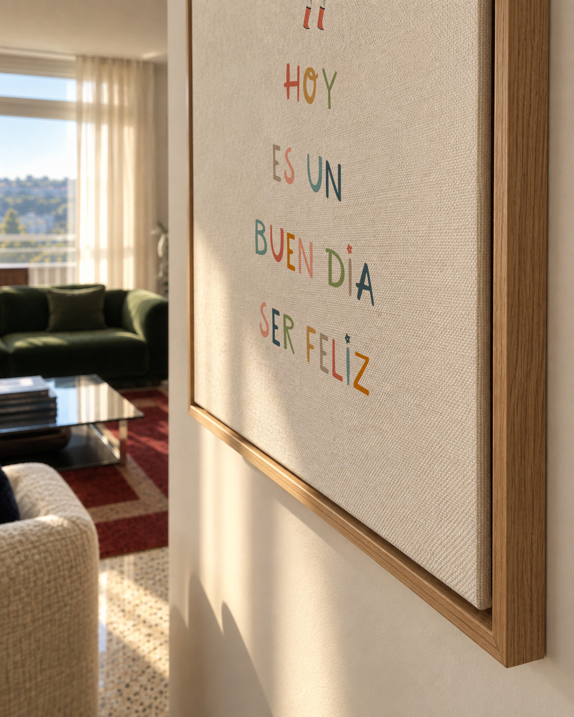 Hoy es un buen dia para ser feliz - Framed canvas detail