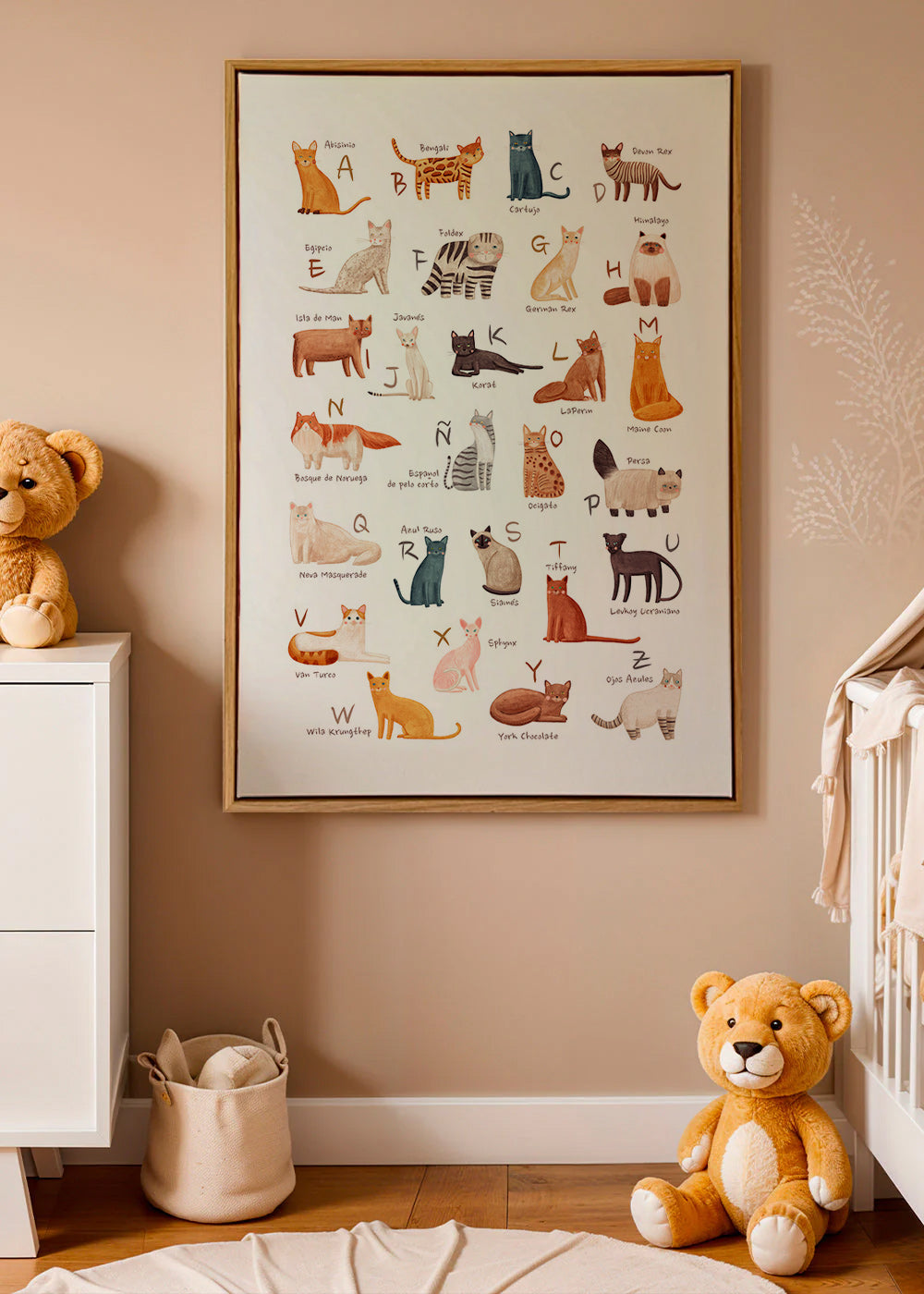 Plakat dla dzieci Alfabet kotów ilustracyjny
