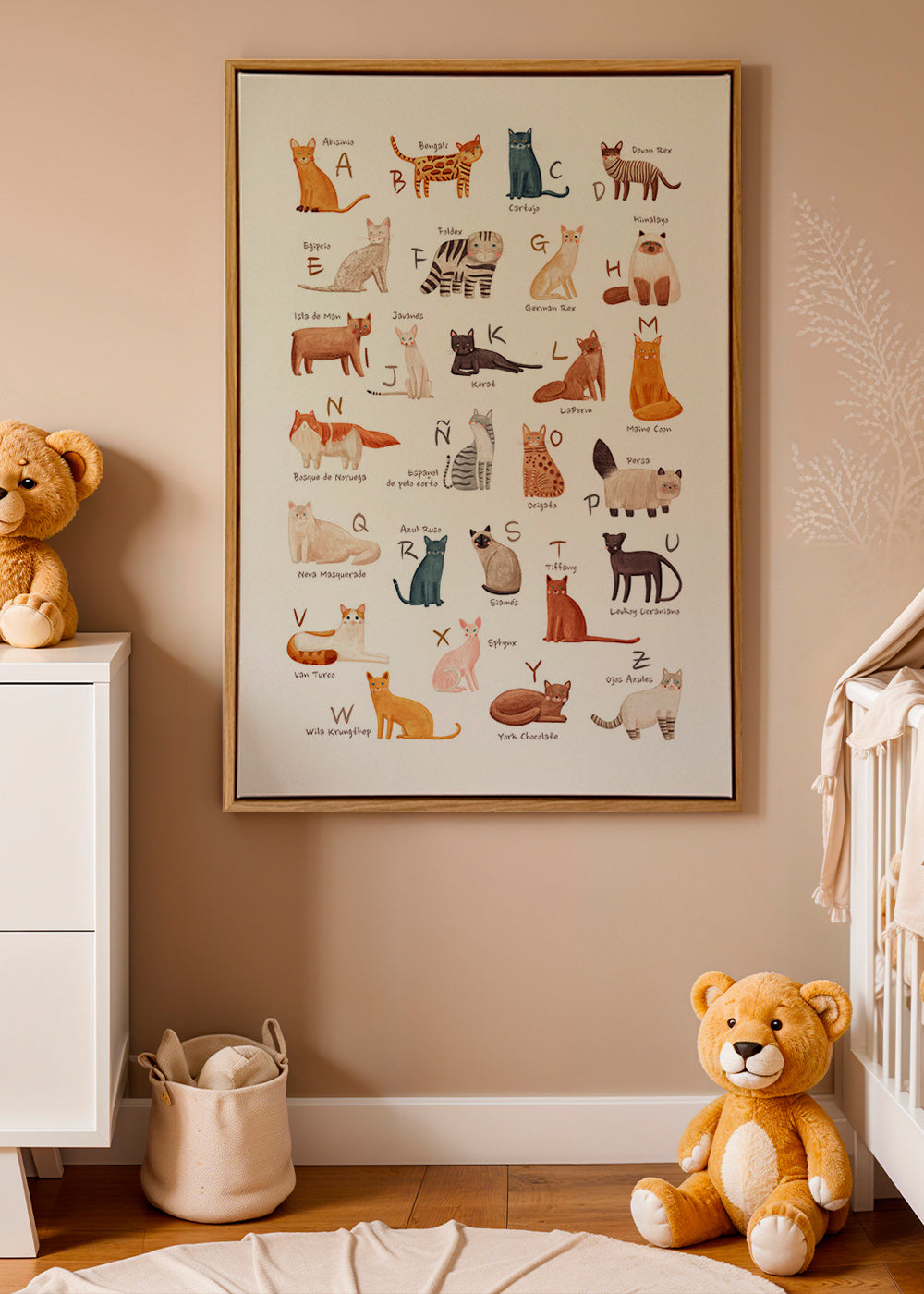 Plakat dla dzieci Alfabet kotów ilustracyjny