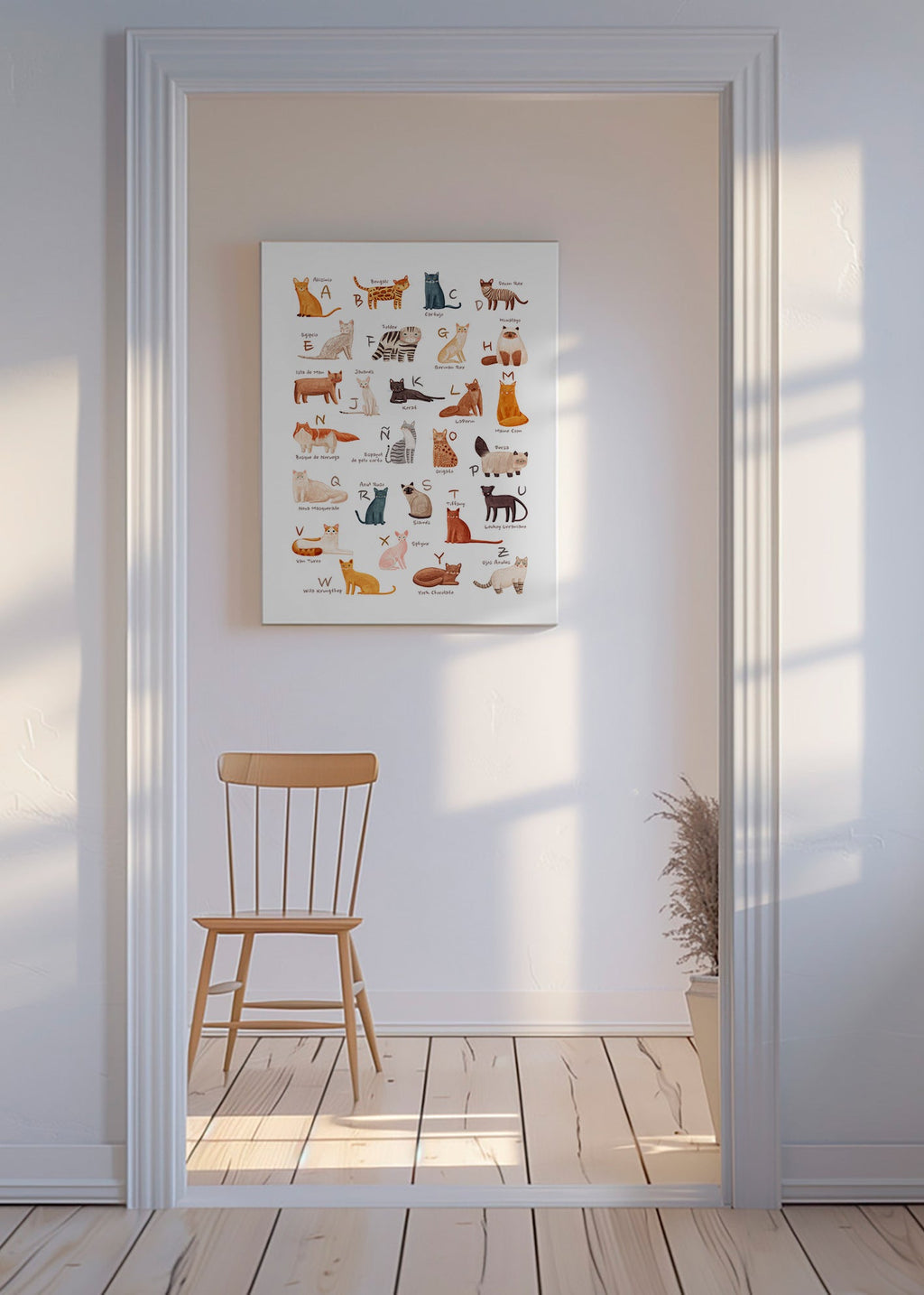 Plakat dla dzieci Alfabet kotów ilustracyjny