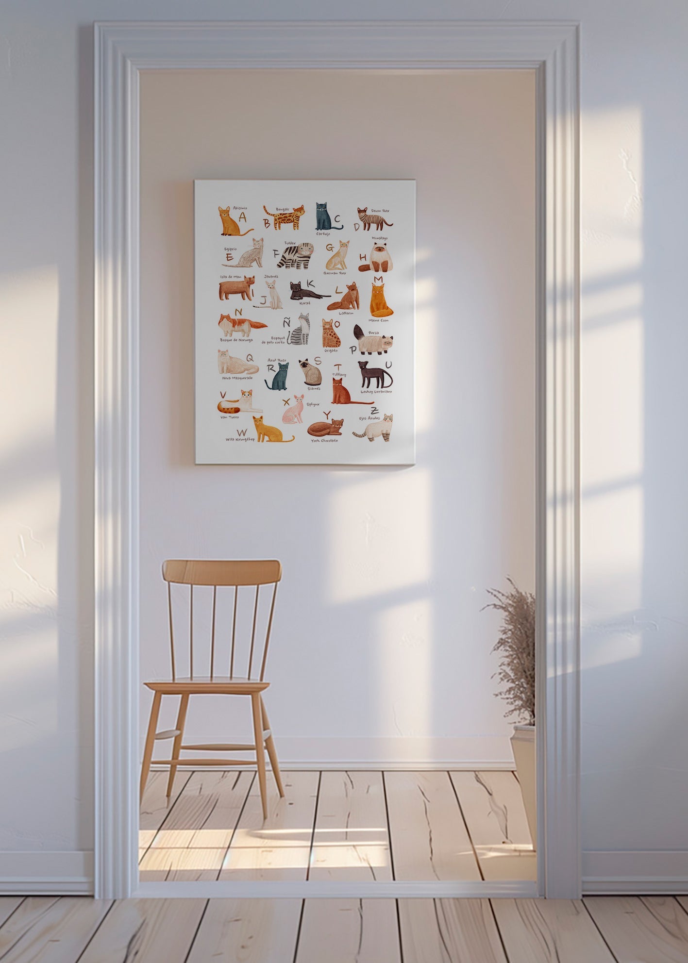Plakat dla dzieci Alfabet kotów ilustracyjny