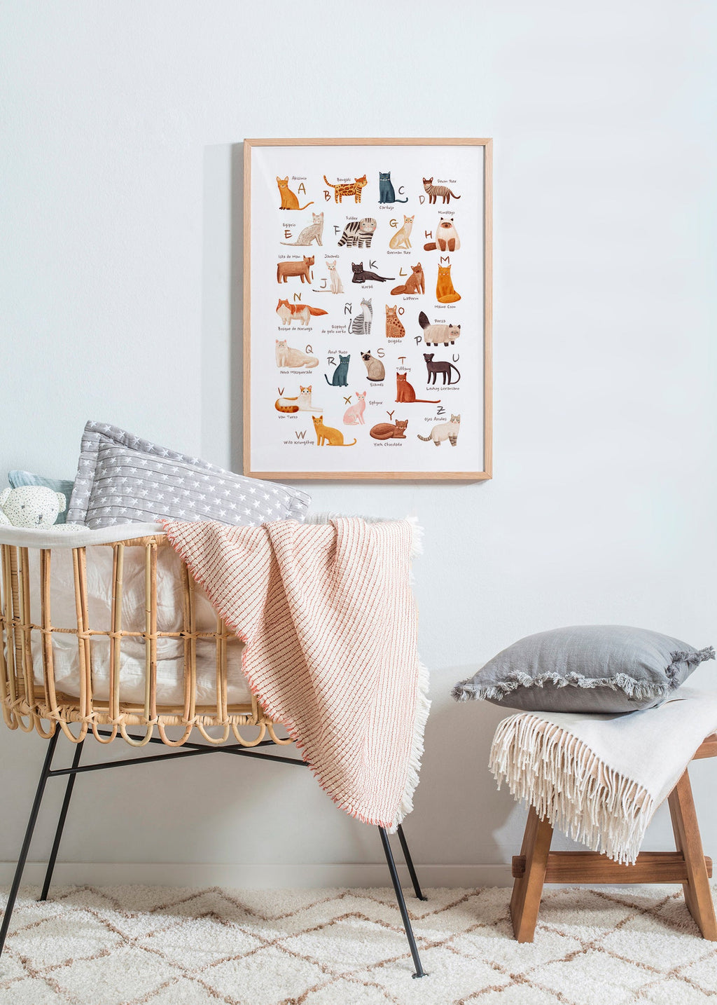 Plakat dla dzieci Alfabet kotów ilustracyjny