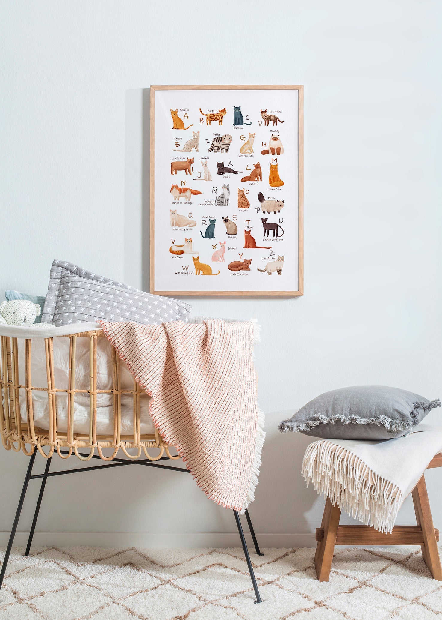 Plakat dla dzieci Alfabet kotów ilustracyjny