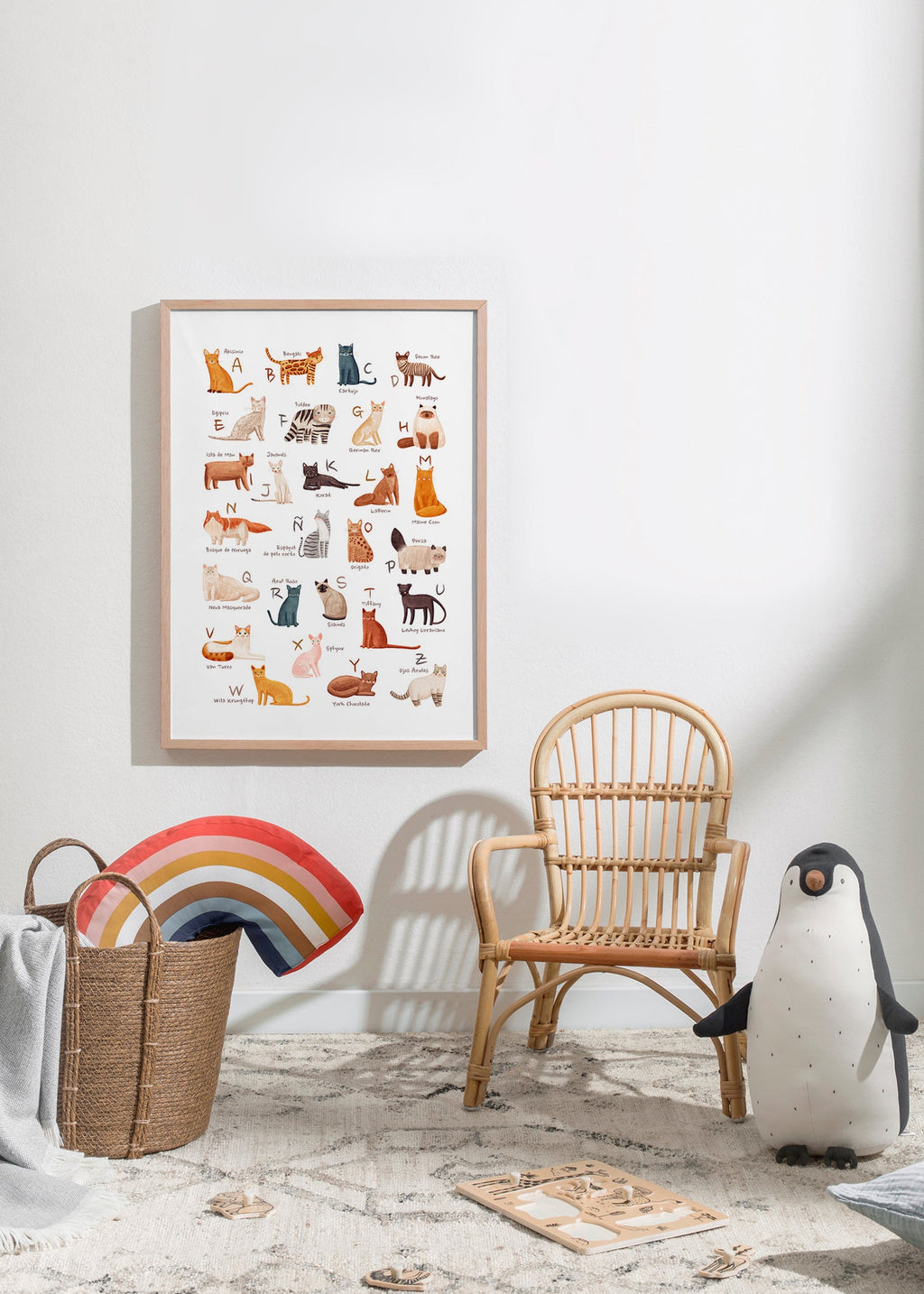 Plakat dla dzieci Alfabet kotów ilustracyjny