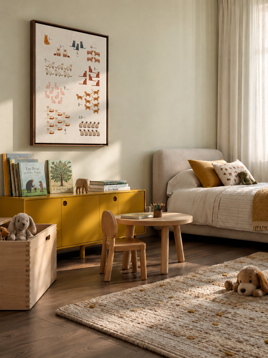 Números de 1 al 10 gatos (español) - Framed canvas in an interior