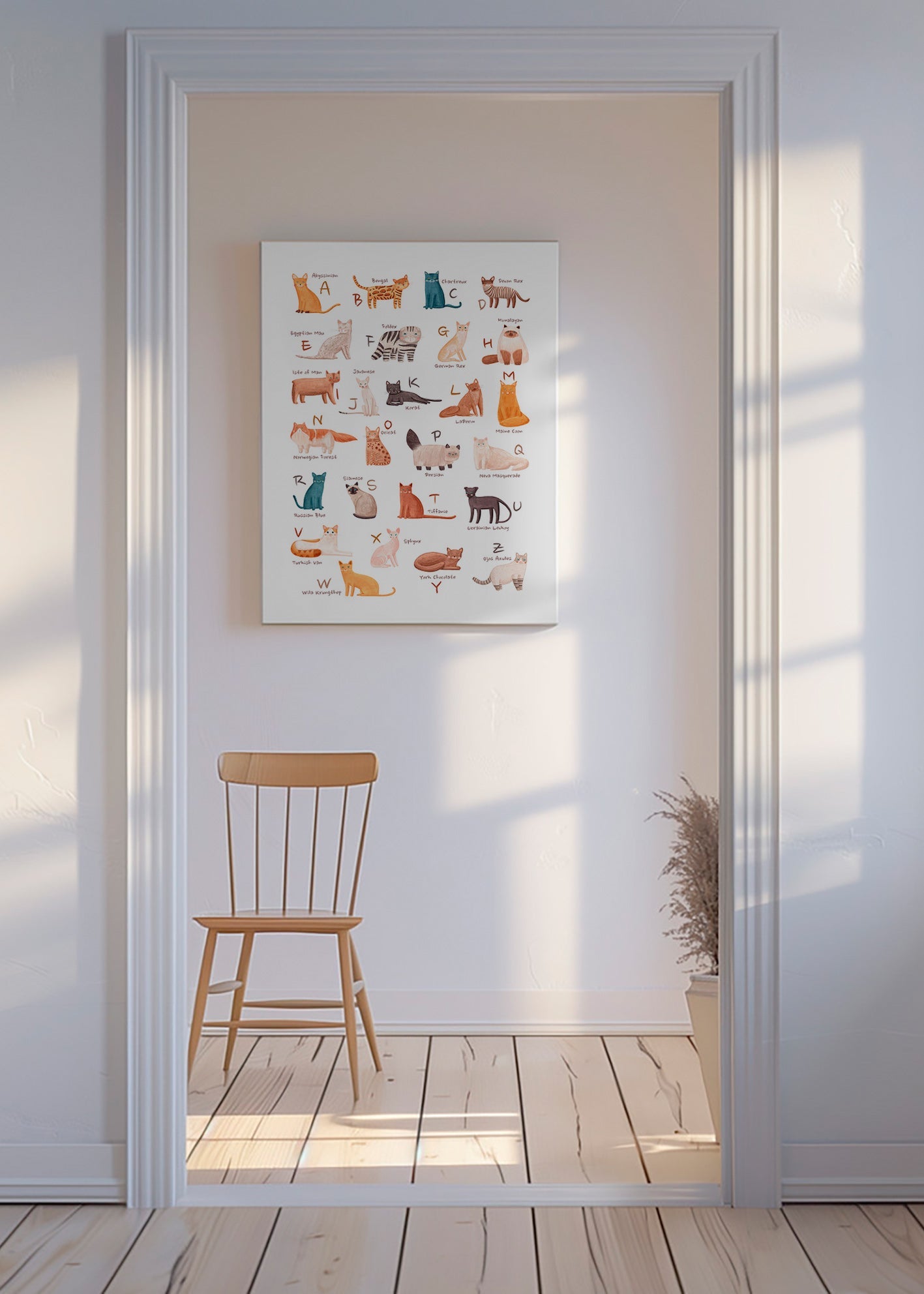 Plakat dla dzieci: alfabet kotów