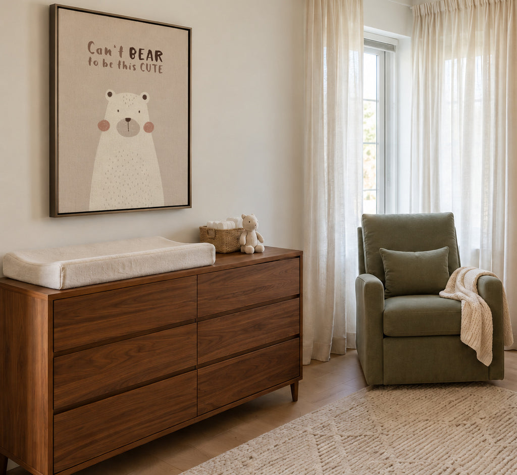 Cute Bear beige color - Framed canvas in an interior
