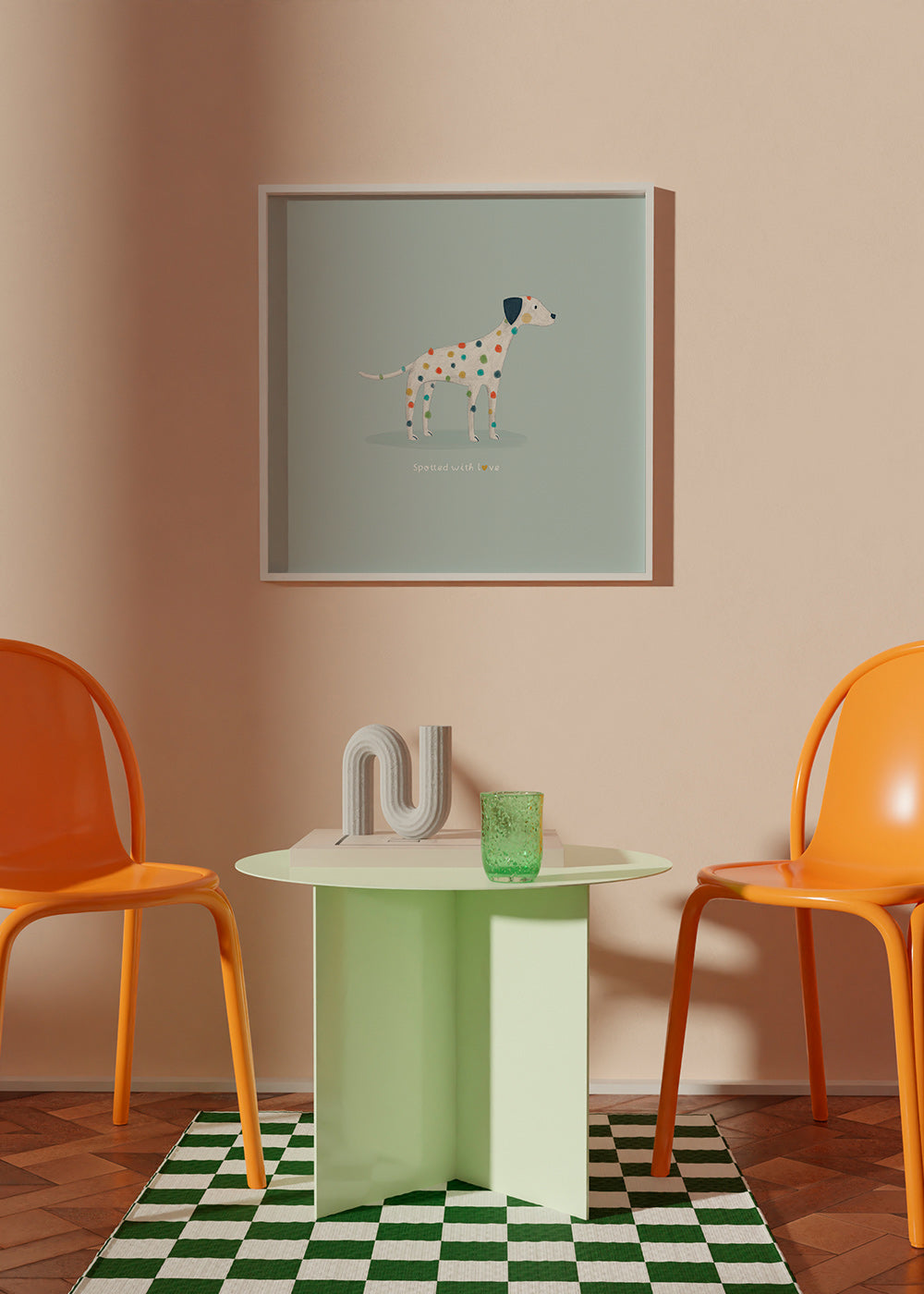 Ilustracja dalmatyńczyka z kolorowymi kropkami