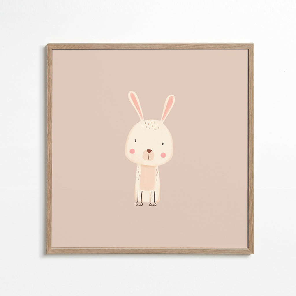 Plakat dziecięcy królik minimal tło beżowe