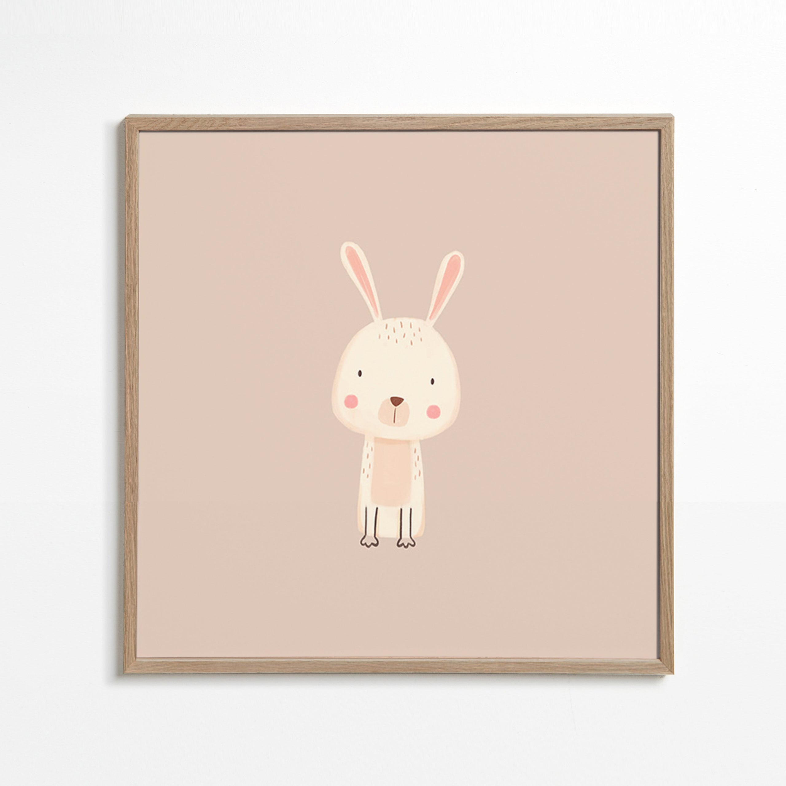 Plakat dziecięcy królik minimal tło beżowe