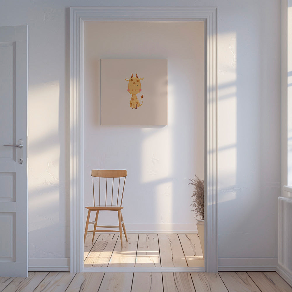 Plakat dziecięcy z minimalistyczną żyrafą
