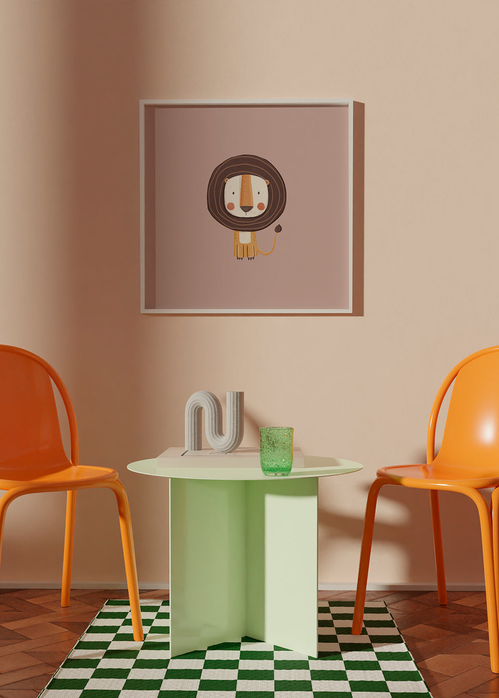 Plakat dziecięcy: lew minimalistyczny