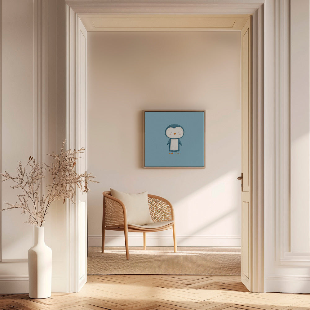Dzieło pingwin ilustracja na niebieskim tle