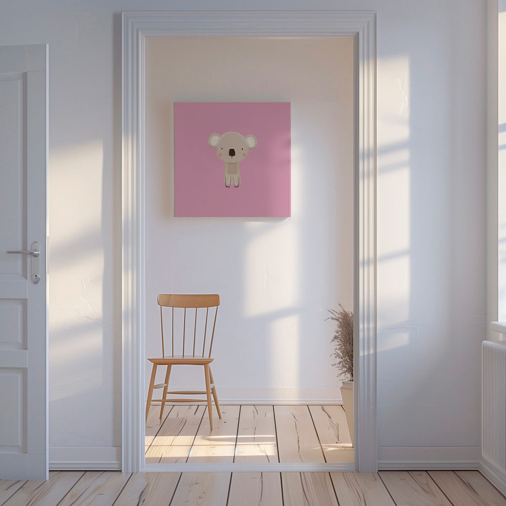 Plakat dziecięcy: minimalny różowy koala