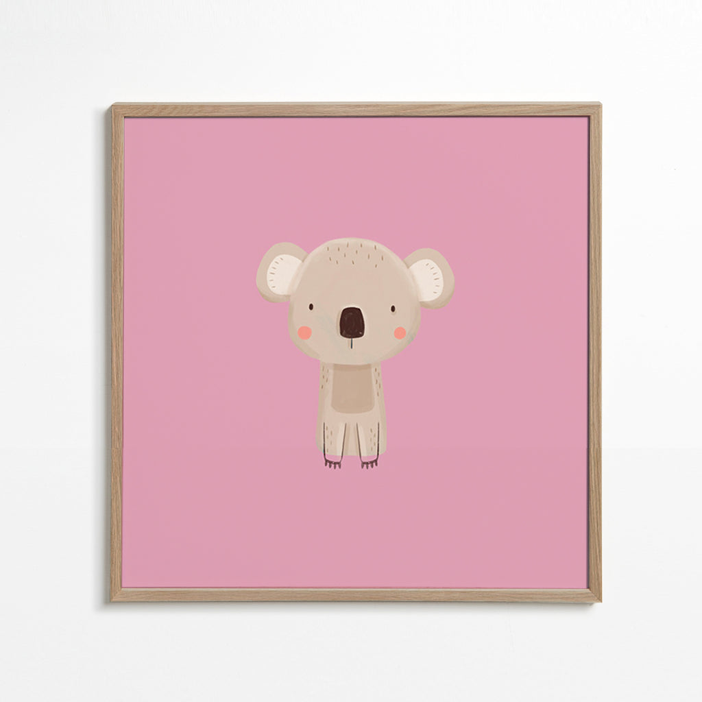 Plakat dziecięcy: minimalny różowy koala