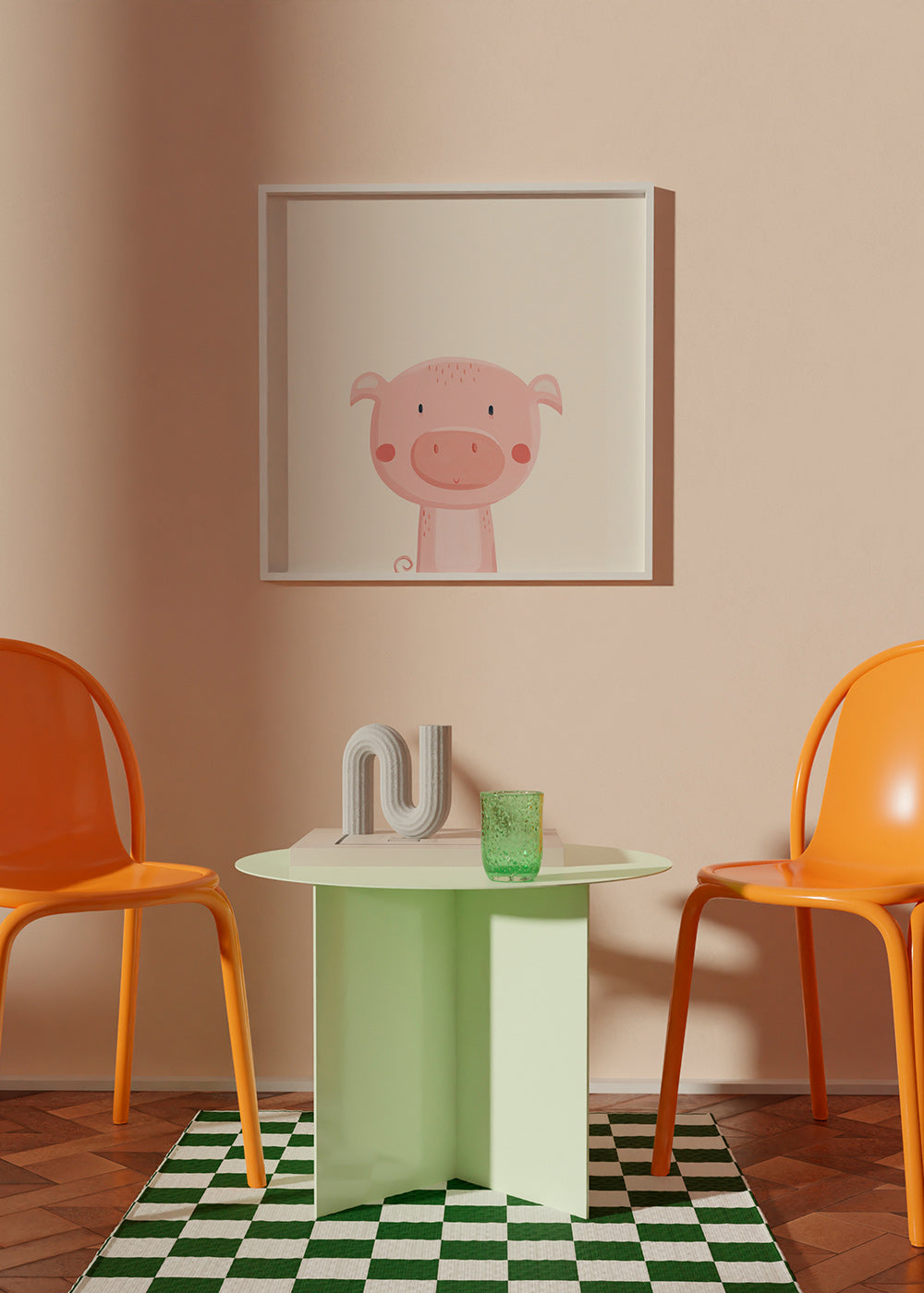 Plakat dziecięcy z uroczym różowym prosiakiem