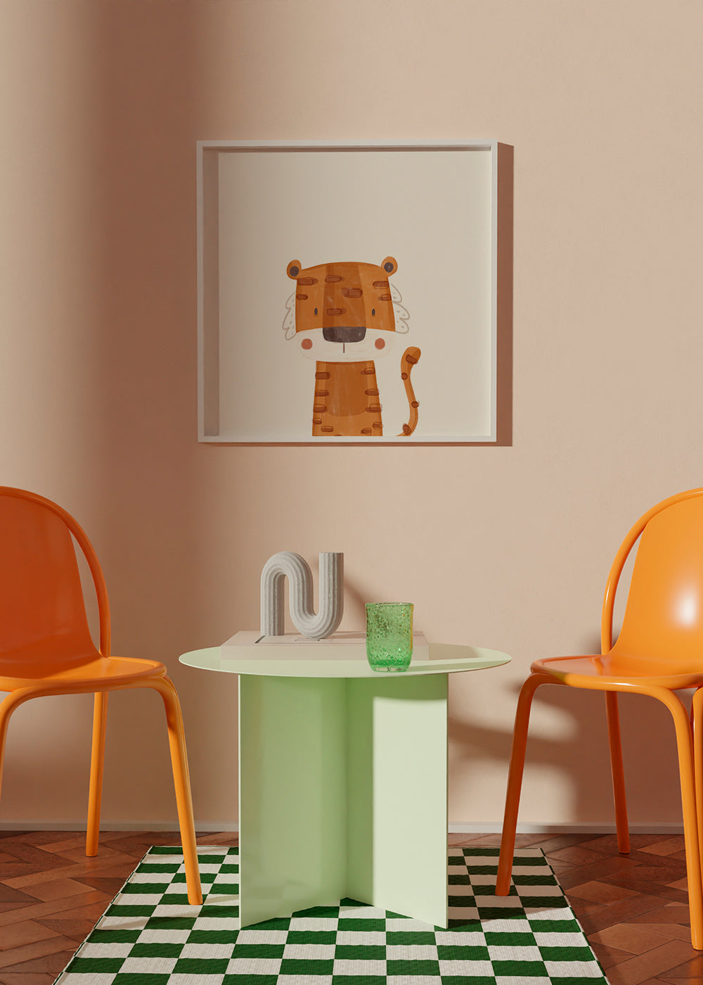 Plakat dziecięcy: uśmiechnięty tygrys