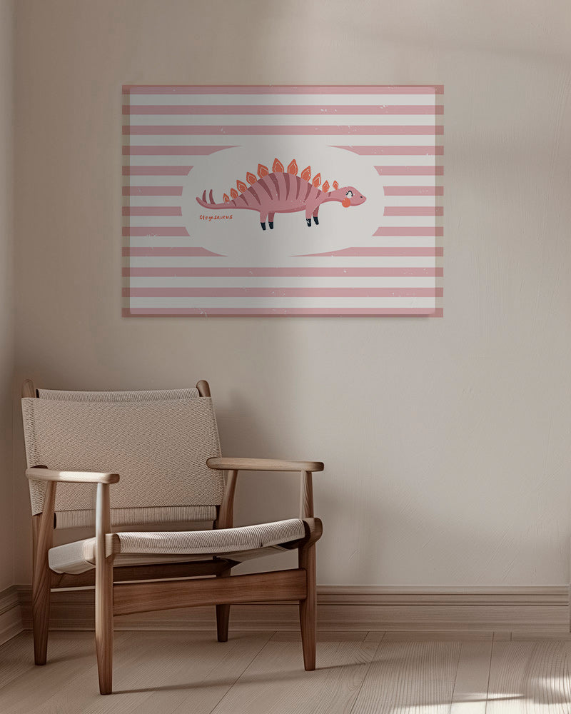Plakat dziecięcy Stegozaur na różowych paskach
