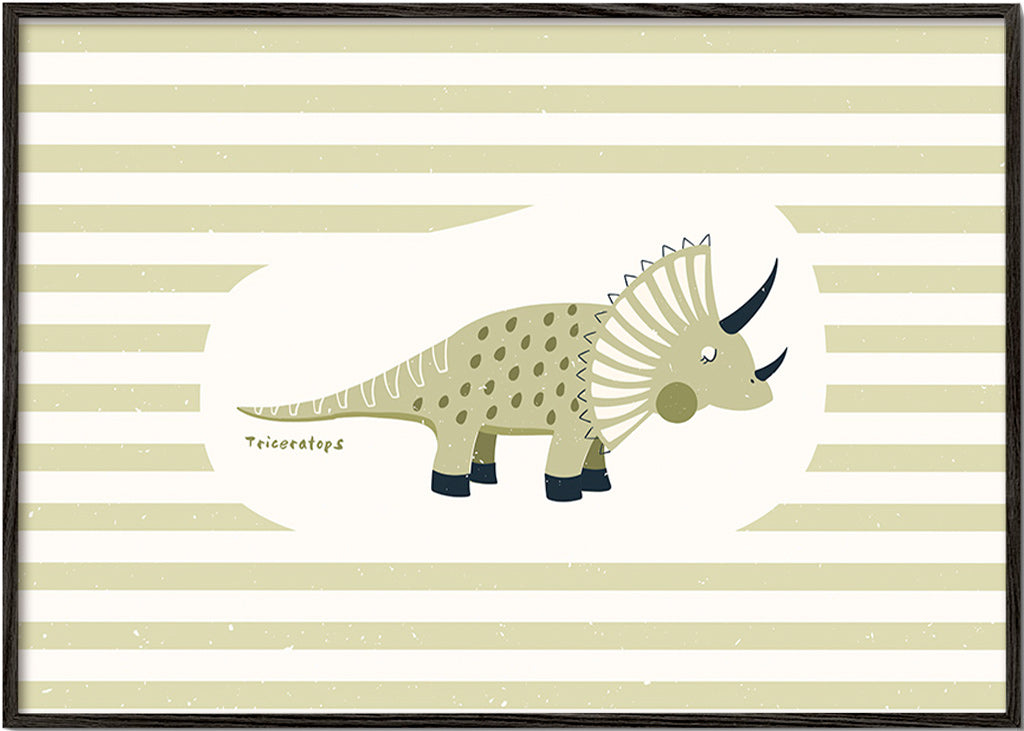 Plakat dla dzieci Triceratops zielony