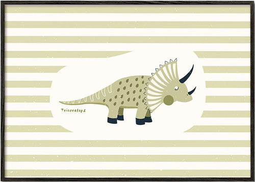 Plakat dla dzieci Triceratops zielony