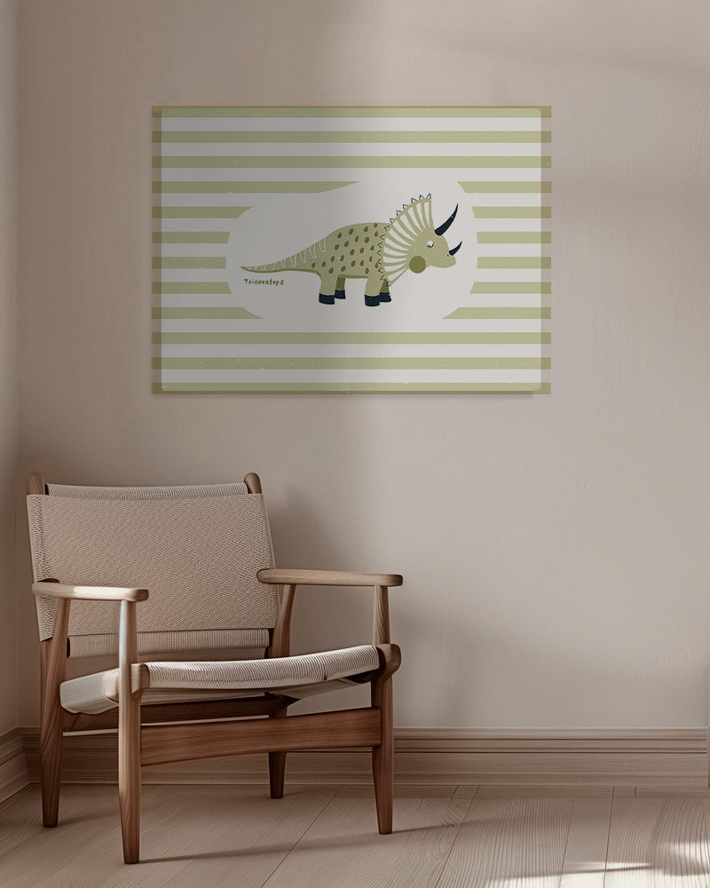 Plakat dla dzieci Triceratops zielony