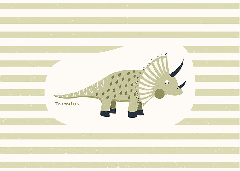 Plakat dla dzieci Triceratops zielony