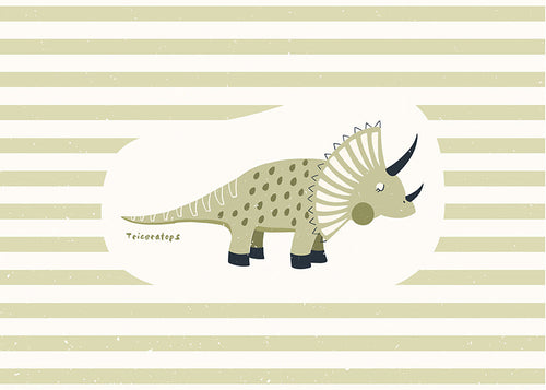 Plakat dla dzieci Triceratops zielony