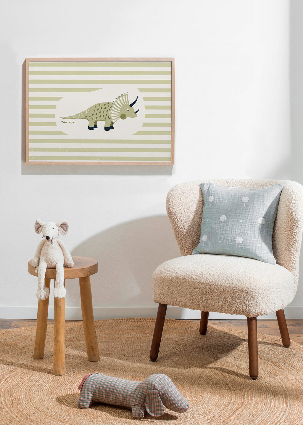 Plakat dla dzieci Triceratops zielony