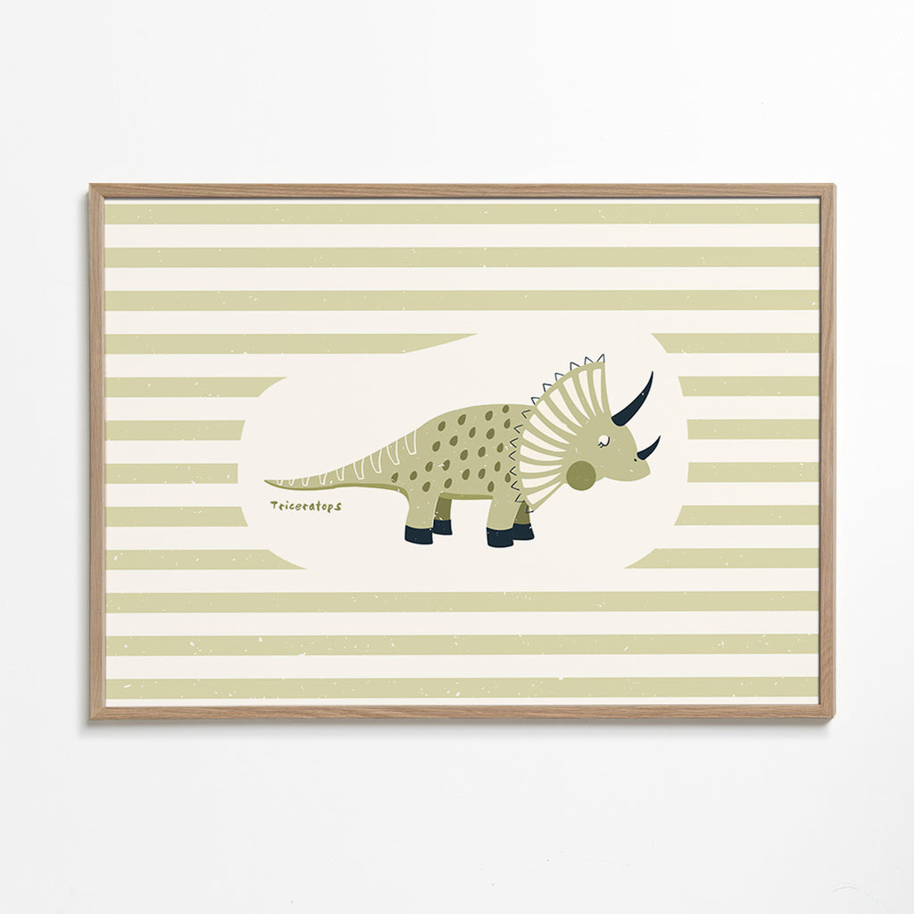 Plakat dla dzieci Triceratops zielony