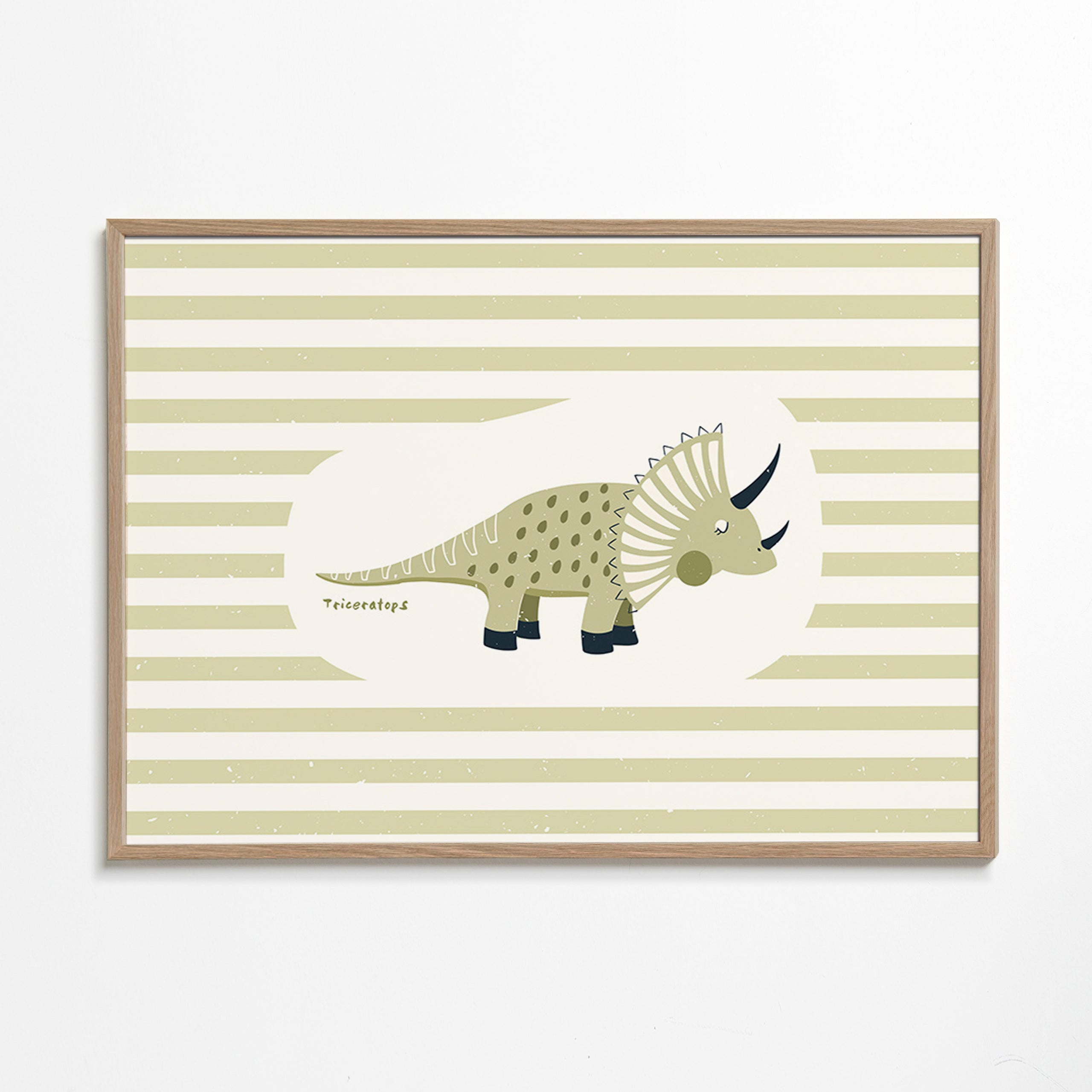 Plakat dla dzieci Triceratops zielony
