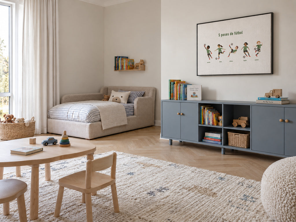 5 poses de fútbol - Framed canvas in an interior