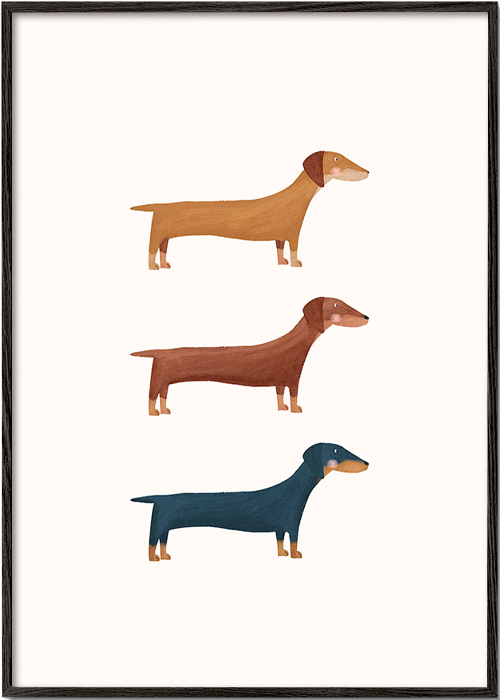 Plakat z jamnikami w stylu minimalistycznym