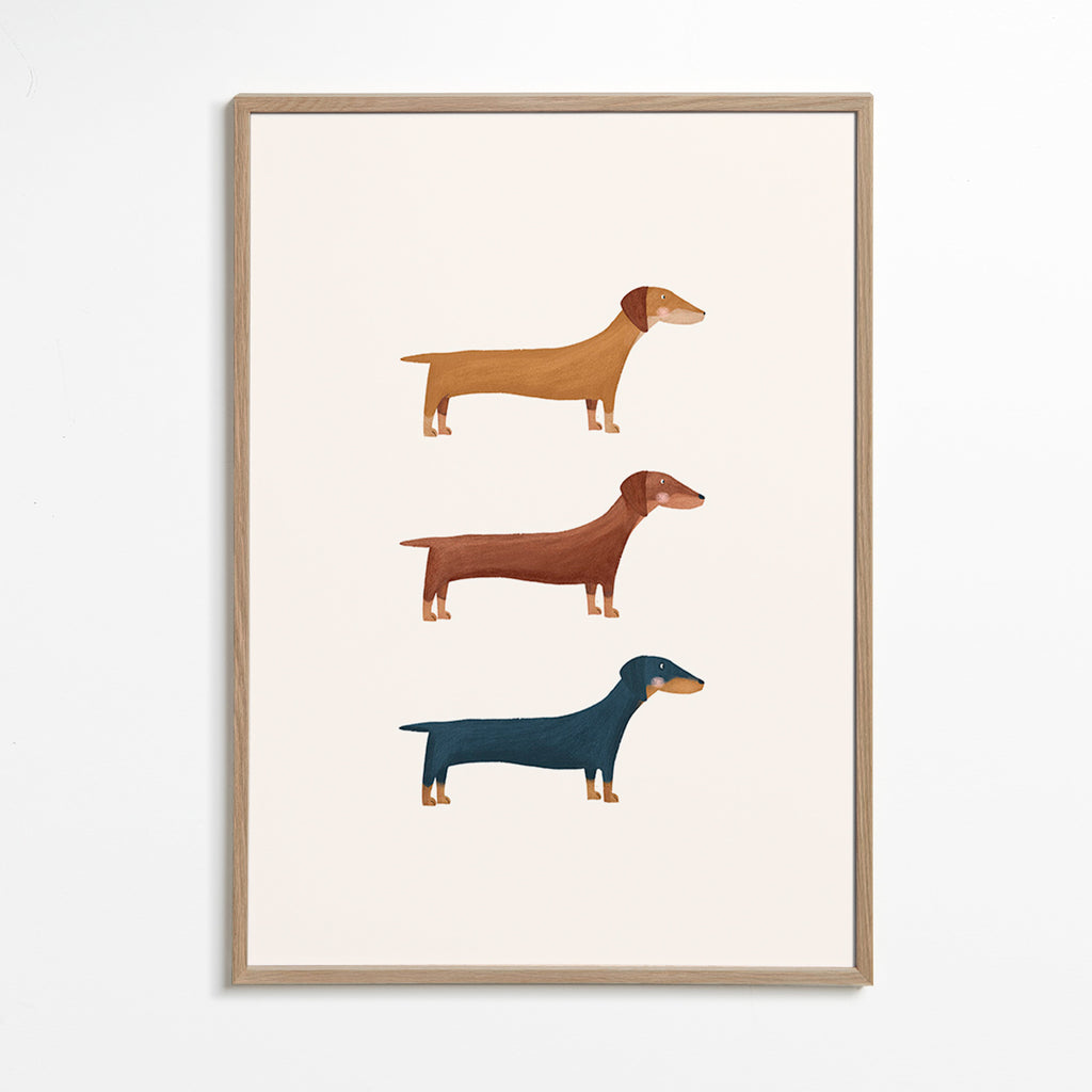 Plakat z jamnikami w stylu minimalistycznym