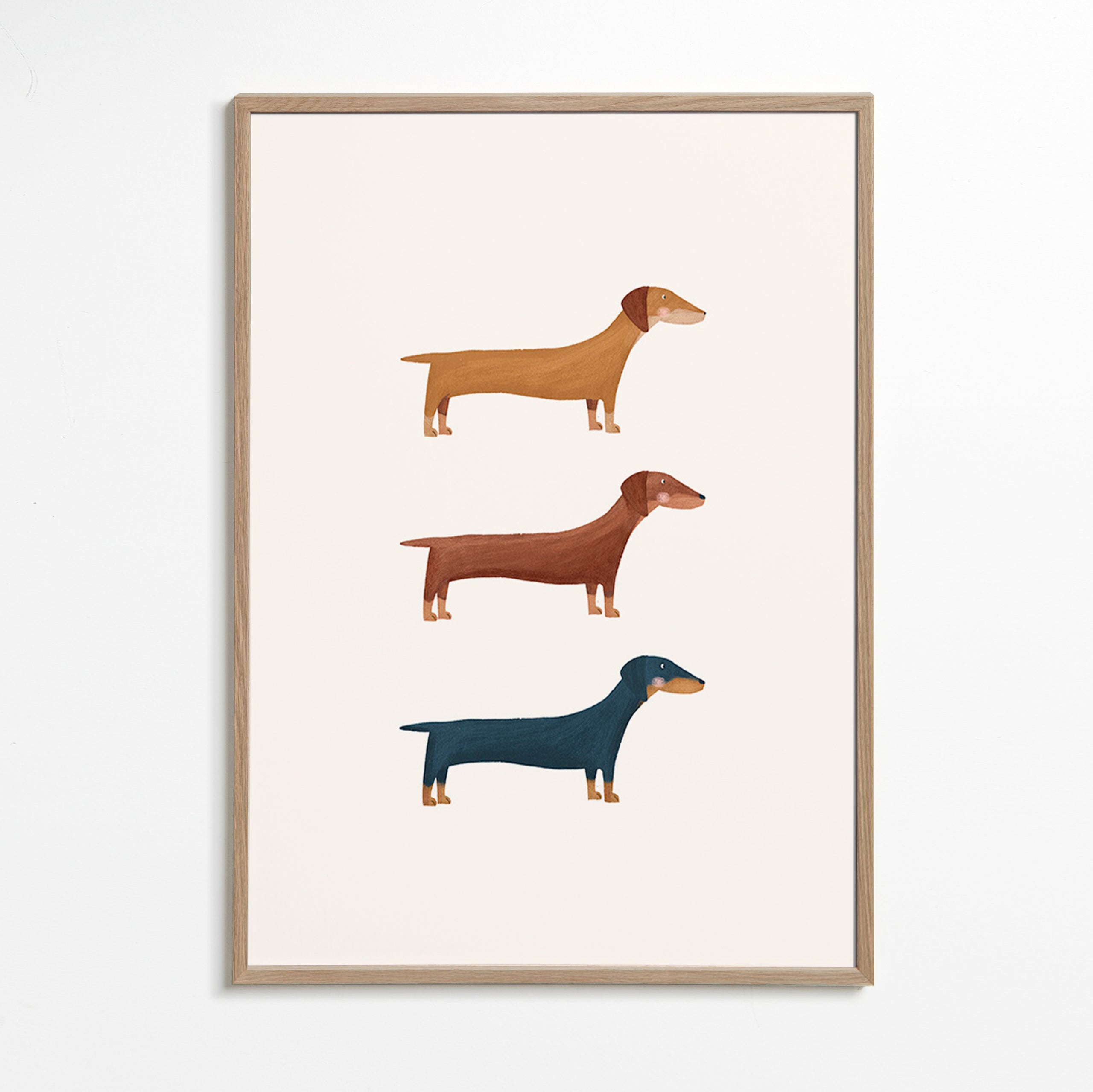 Plakat z jamnikami w stylu minimalistycznym