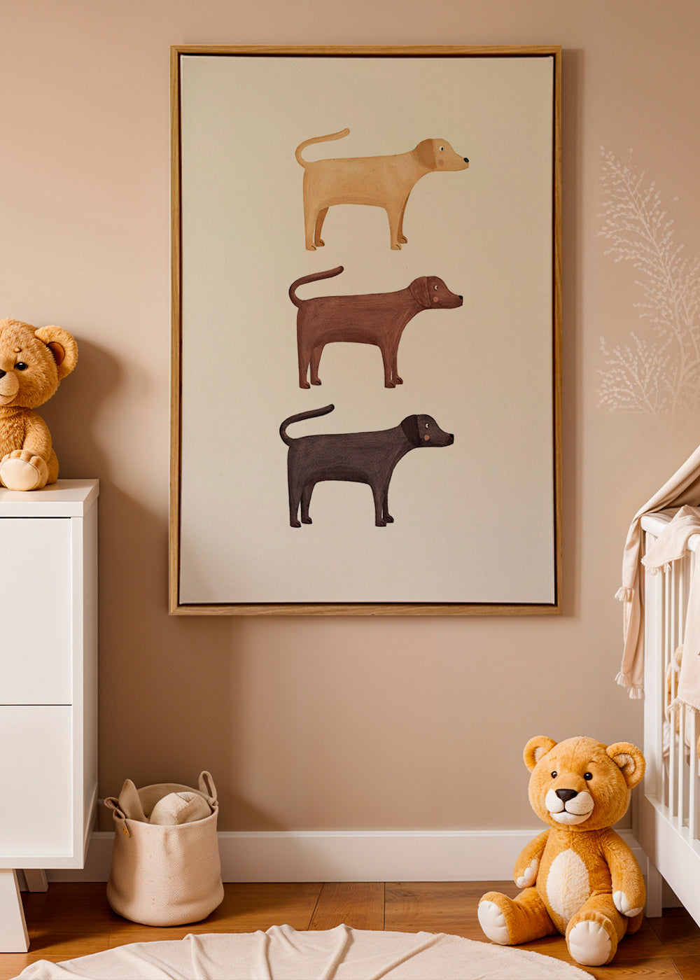 Plakat trzy labradory minimalistyczne