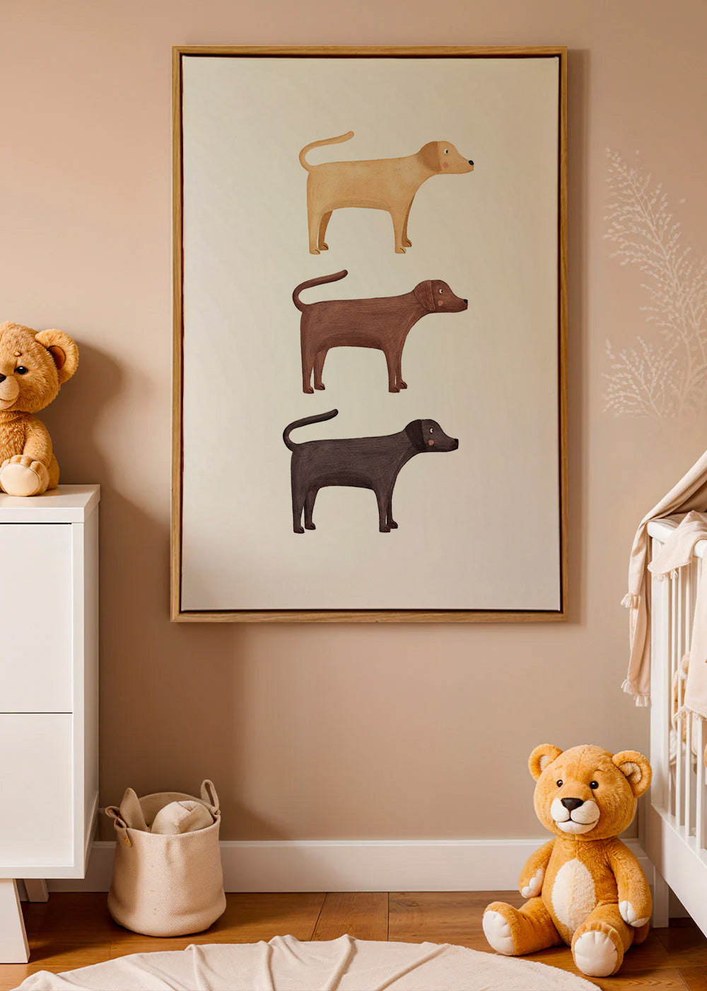 Plakat trzy labradory minimalistyczne