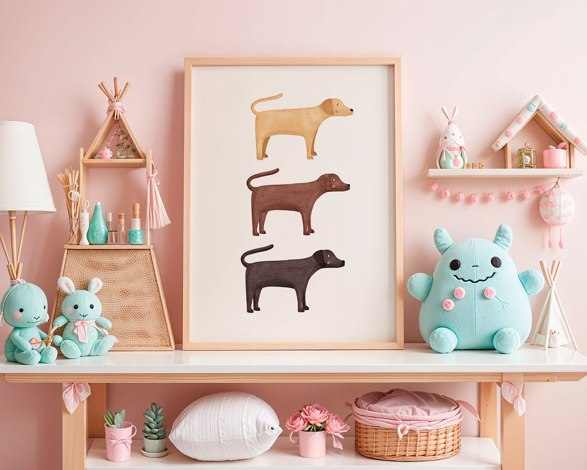 Plakat trzy labradory minimalistyczne