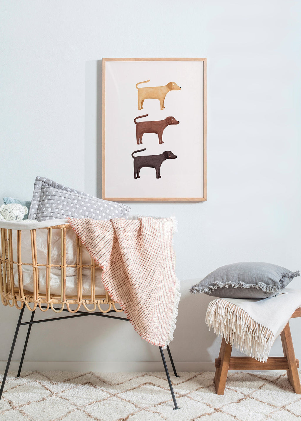 Plakat trzy labradory minimalistyczne