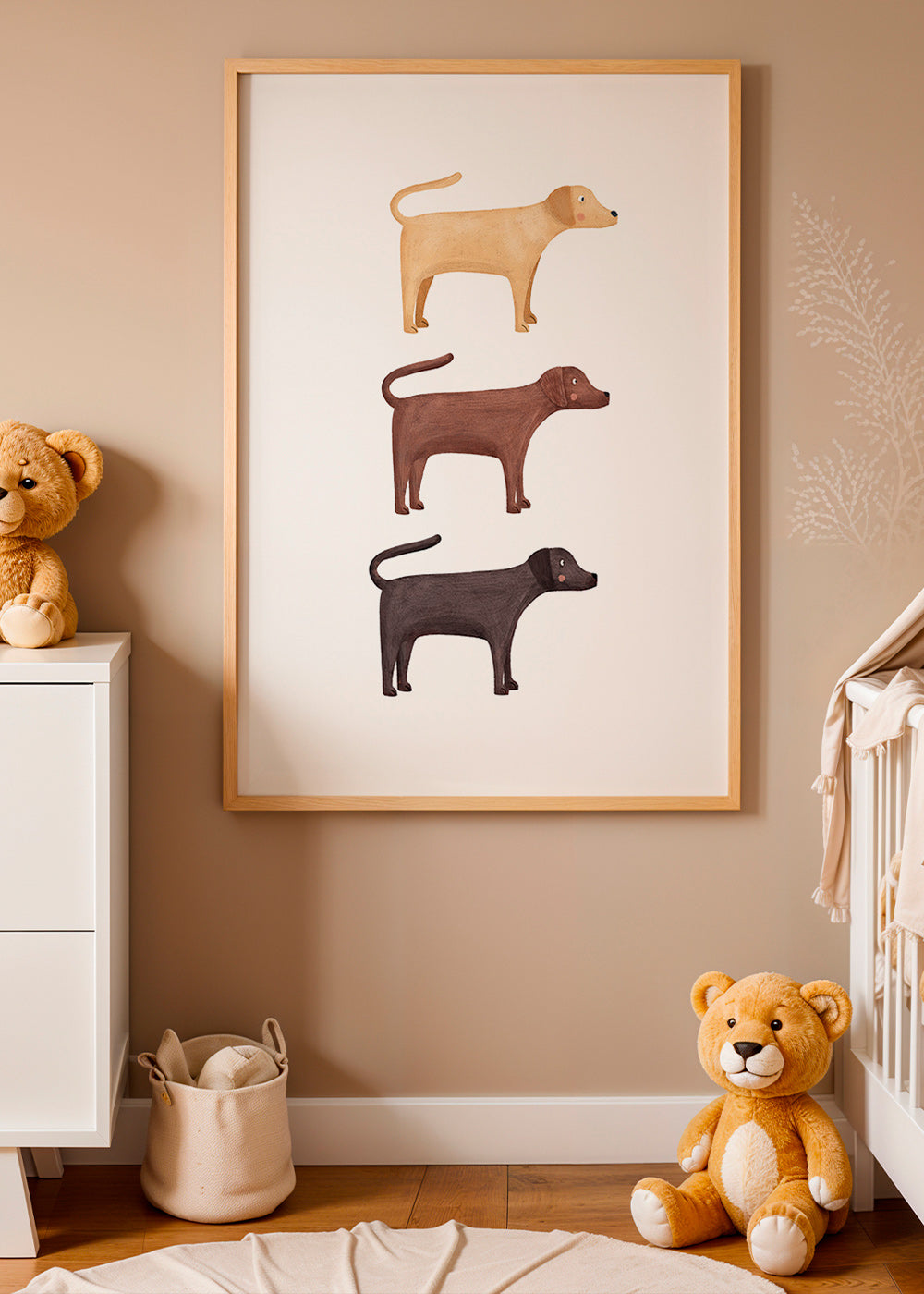 Plakat trzy labradory minimalistyczne
