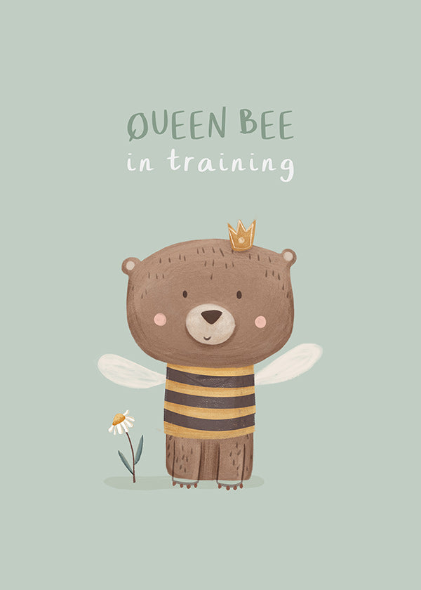 Plakat dziecięcy Miś 'Queen Bee' z koroną