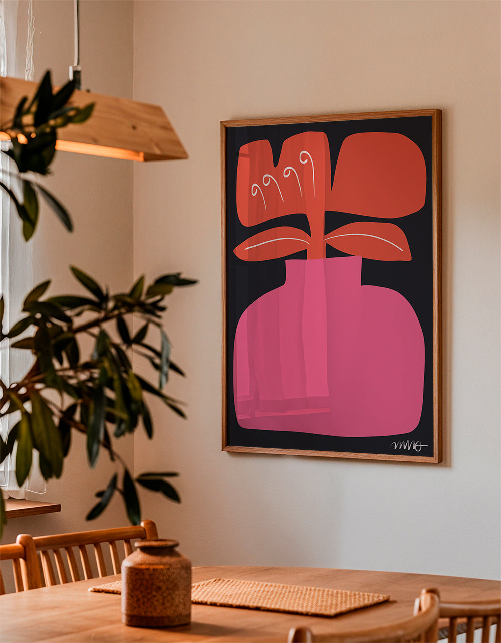 Plakat botaniczny różowy kwiat