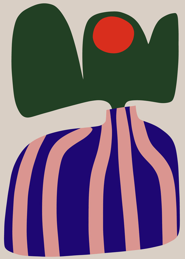 Plakat botaniczny z organicznymi różowo-niebieskimi formami