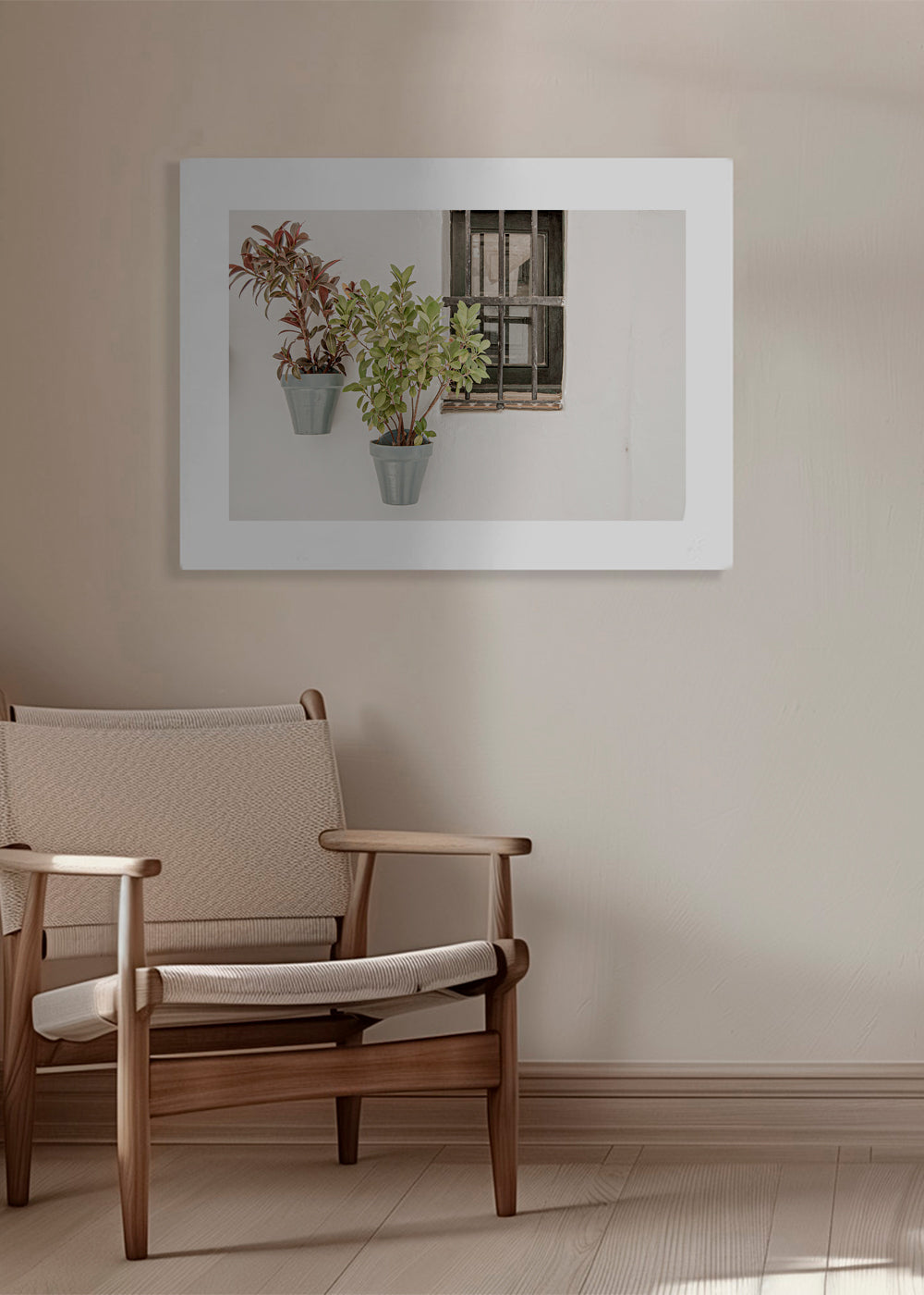 Plakat botaniczny: doniczki przy oknie