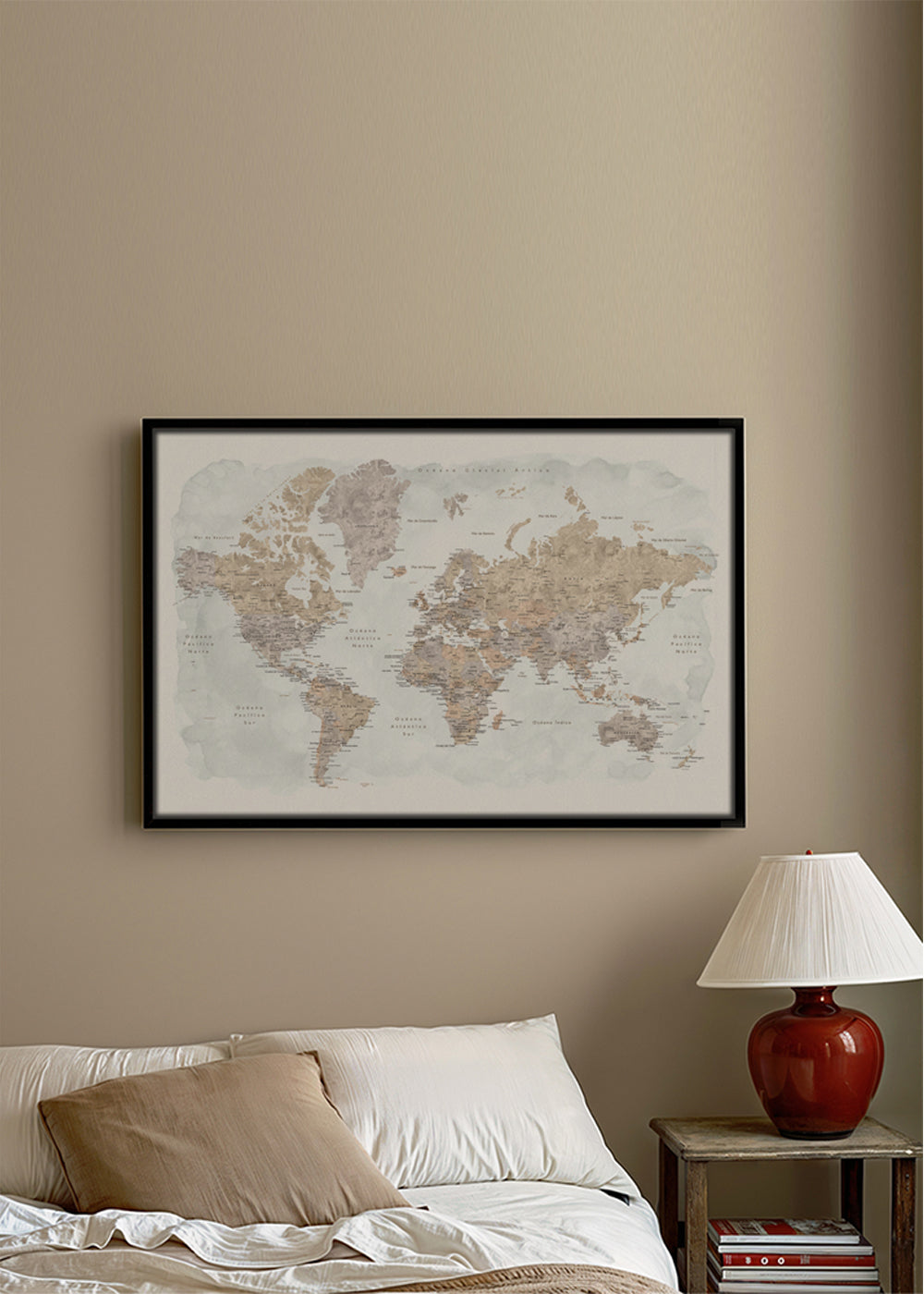 Mapa świata akwarela z detalami