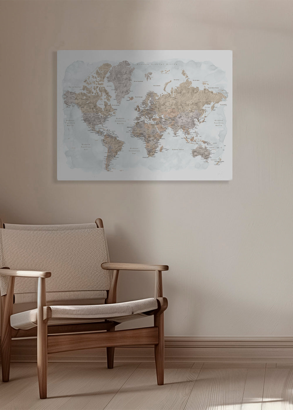 Mapa świata akwarela z detalami