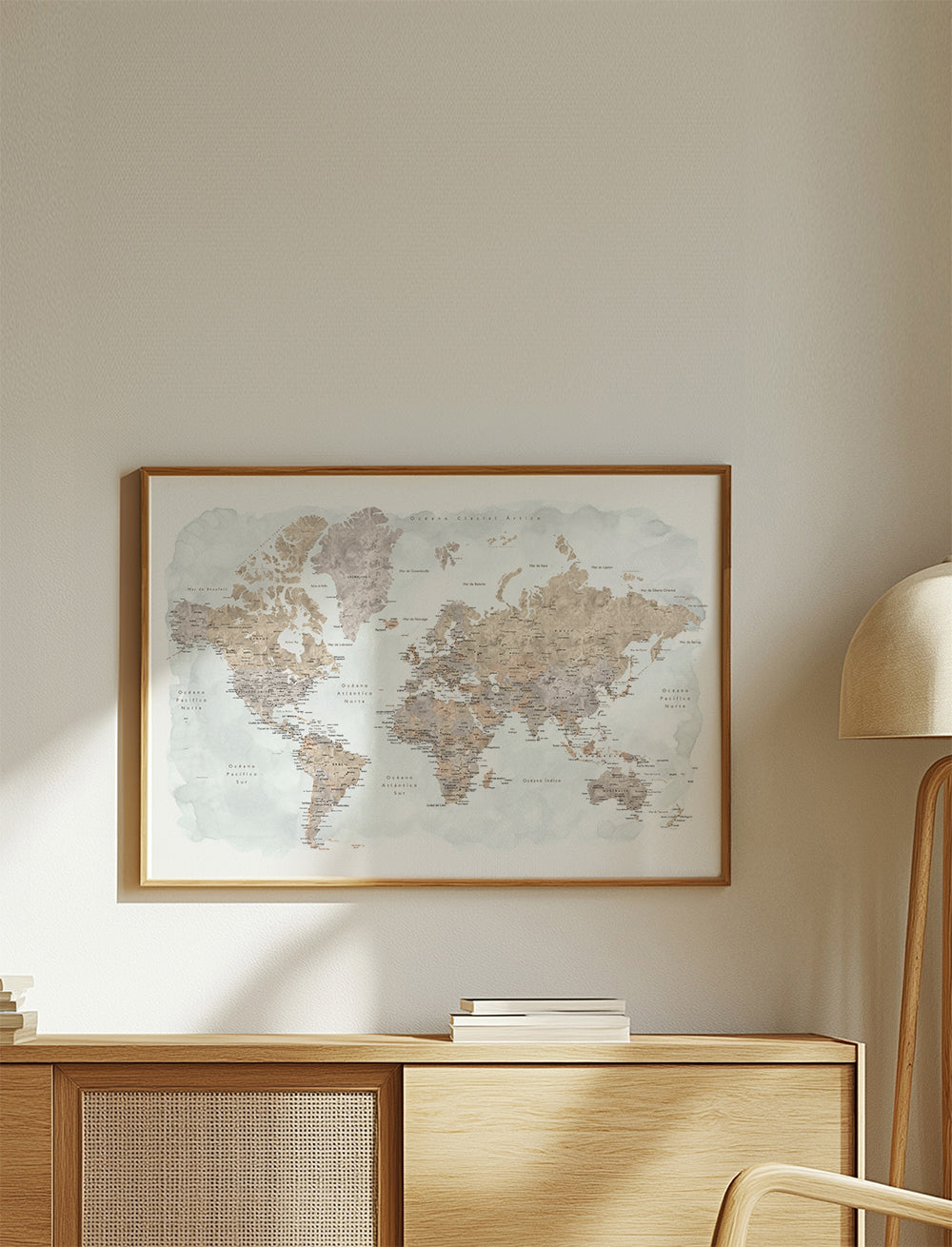 Mapa świata akwarela z detalami